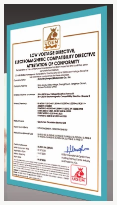 Attestation of conformity document from supplied company materials