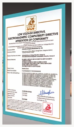 Attestation of conformity document from supplied company materials
